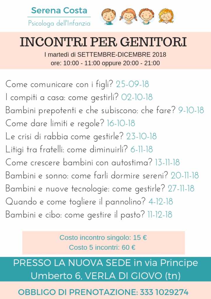 Programma incontri dott.ssa Serena Costa